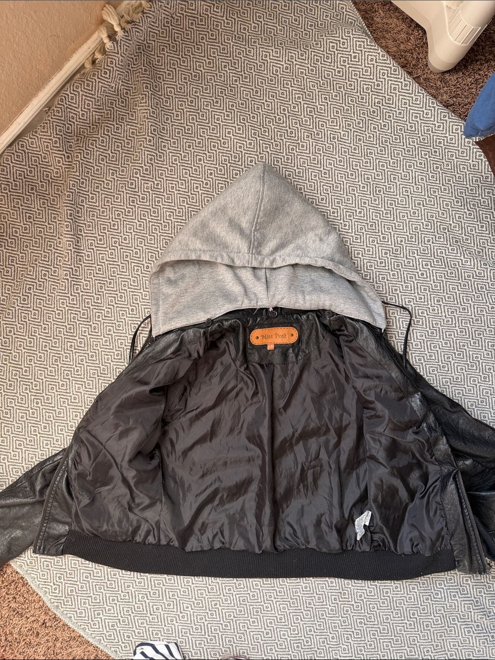 Miss Post Black Faux Leather Hooded Jacket - Picture 5 of 15